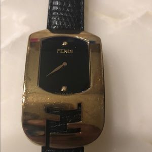Fendi Black with Gold watch and diamond